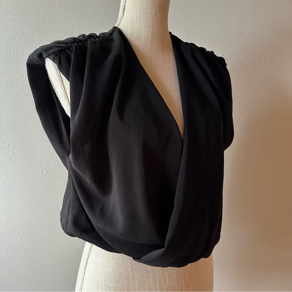 Zara Padded Shoulder Black Sleeveless Blouse